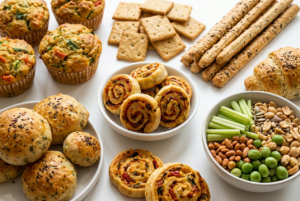 Healthy savouries, breads and crackers