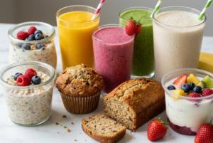 Healthy smoothies, breads and breakfast bakes